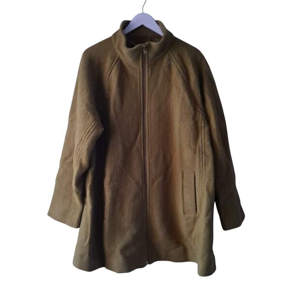 J. Crew Swingy Mock Neck Coat Italian Boiled Wool Full Zip Jacket Green Size XL - Picture 2 of 15